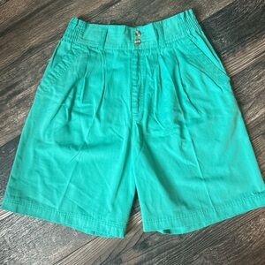 80s 90s Women's High Waisted Teal Shorts Cotton American Weekend Size 8 Retro